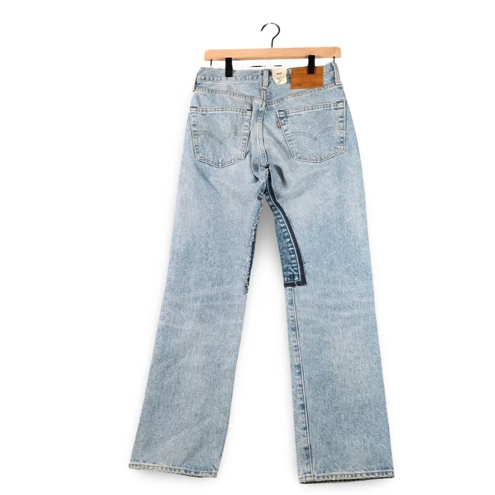 Levis 501 Original Fit Light Blue Distressed Patchwork Boro Jeans 28x30 NWT Mens